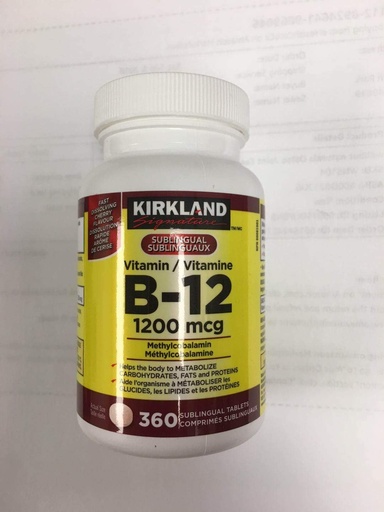 [BRSWKHD2BEABYDQZ] Kirkland 签名 维生素 B12, 1200mcg, 360平板