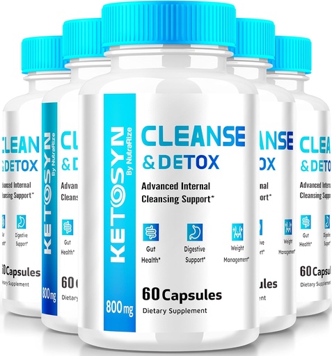 [BRSRAYL6CUFRMG37] (5 Pack) Ketosyn Cleanse & Detox Capsules, Ketosyn Pills for Advanced Weight Loss, Maximum Strength Keto Blend Support Supplement, Keto Syn Internal Cleansing Pastillas Reviews (300 Capsules)