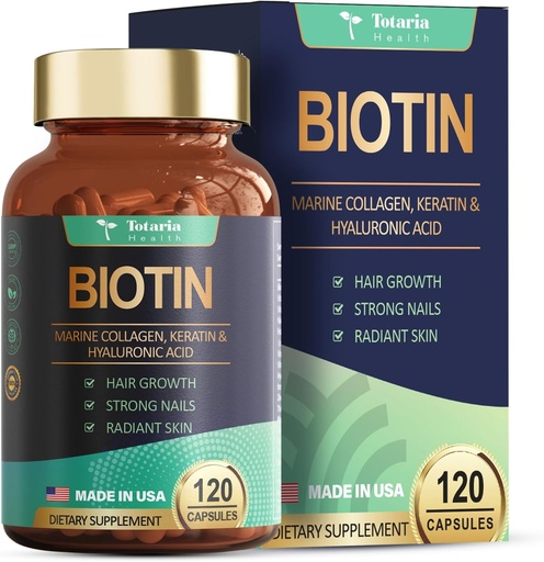 [BRSRAYANO5YGGAI3] Totaria Biotin Hair Support for Women High Absorption – Supports Healthy Hair, Skin & Nails 120 Count