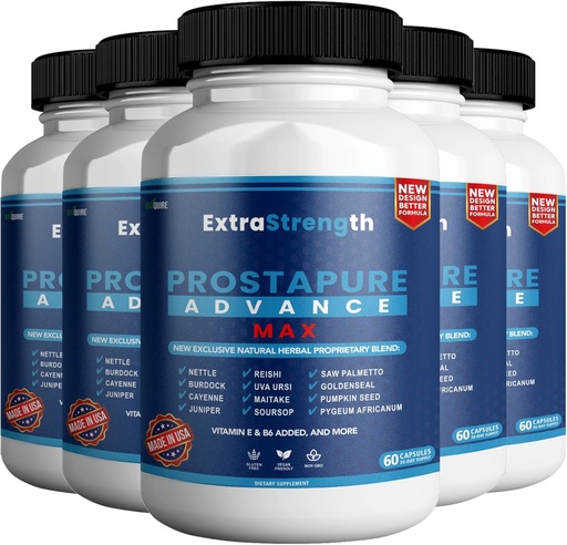 [BRSRAAQRCENA2DI2] ProstaPure Advance Max Extra Strength Prostate Health Support Supplement, Saw Palmetto, Vegan, Non-GMO, Gluten-Free – 300 Capsules (5 Pack)