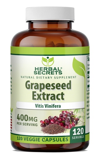 [BRSWKE36OQNB4AAZ] Herbal Secrets Grapeseed Extract 400 mg 120 Veggie Capsules Supplement - Non-GMO - Gluten Free