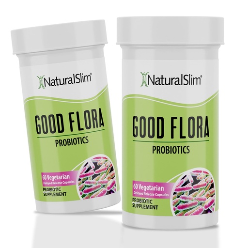 [BRSRMYYYDMNBU2TL] NaturalSlim Good Flora, Probiotics for Women & Men - Gut Health Supplements with 7 Powerful Strains for De-Bloating & Vitality - Probiotics for Digestive Health, 60 Vegetarian Capsules, 2 Pack