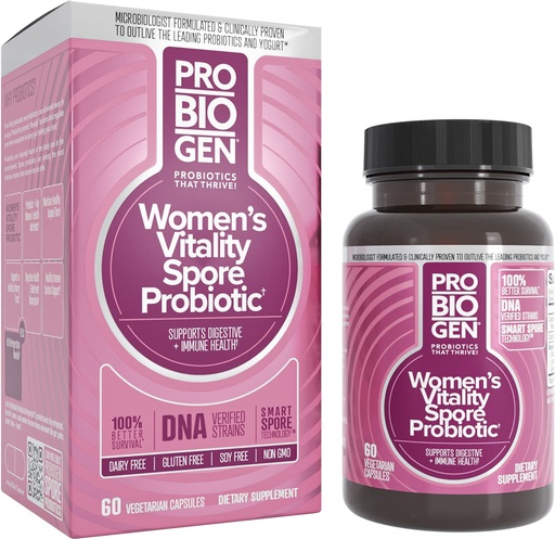 [BRSWKH3ZBQHAECTA] Women’s Daily Probiotic Supplement – Vitality Probiotic with Smart Spore Technology, Lactobacillus Cultures, Gut & Vaginal Health Support, Gluten-Free, Non-GMO - 60 Capsules