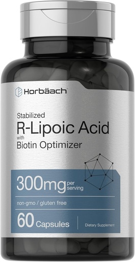 [BRSWGH3QO4IBSHLZ] Horbäach Stabilized R-Lipoic Acid 300mg ← 60 Capsules  with Biotin Optimizer ← Non-GMO, Gluten Free ← Na-RALA Supplement