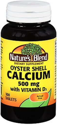 [BRSWIGQIOQMRK3TI] Nature's Blend Oyster Shell Calcium 500mg with Vitamin D3, 100 Tablets (Pack of 3)