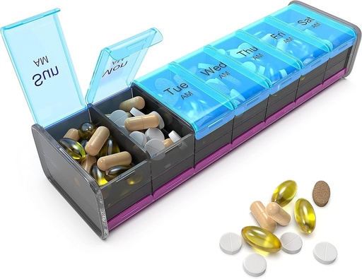 [BRSRM2YNCINQKYL7] Extra Large Pill Organizer- XXL Pill Box 7 Day - Asteko pilula-antolatzailea AM PM-rekin Osagai Handien Pilularen Kasua Osagarrientzat Jumbo Pill Holder bitaminak Huge Medicine Antolatzailea 2 aldiz egunean