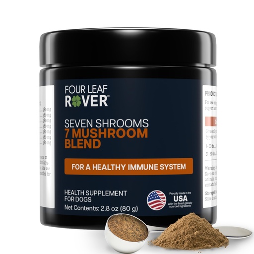 [BRSWYCTYO4MQAYL5] Four Leaf Rover Seven Shrooms - Organic Mushroom Supplement for Dogs - Veterinarian Formulated Whole Mushroom Extract