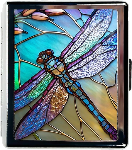 [BRSROCQRDEDRQDY7] Travel Pill Organizer Small Pill Case for Purse Essentials 7 Days Cute Pill Box with Mirror Portable Pill Box for Pocket or Purse Pill Containe Travel Gifts (Art Dragonfly Stained Glass)