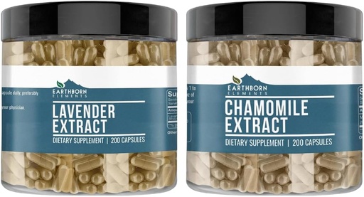 [BRSROGQ6DIIB6F3U] Earthborn Elements Chamomile Extract and Lavender Extract Bundle, 200 Capsules, Pure & Undiluted, No Additives