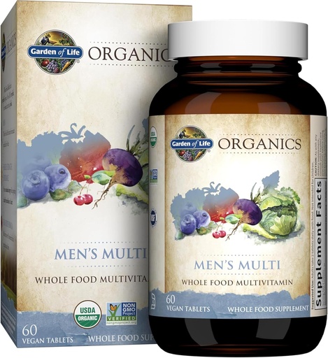 [BRSWIGL4BUGB6FDK] Giardino della vita Organici Tutto Cibo Multivitamina per gli uomini, 60 compresse, Vegan Mens Vitamine e Minerali per la salute e il benessere, Certificato Bio Vegan Multi