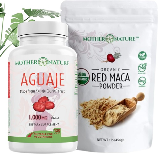 [BRSRMCT5B5YQAG3A] Beauty Bundle – Aguaje Capsules + Red Maca Powder | Organic Superfoods for Hair, Skin & Wellness | Rich in Vitamins & Minerals | Vegan, Non-GMO