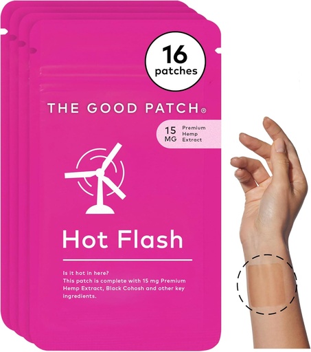 [BRSW2BDYBYHWACDH] The Good Patch Hot Flash Hemp Menopause Patches Support for Women, Sustained Release, Natural Patch with Hemp Extract, Black Cohosh, Black Pepper, Plant Powered Wearable Wellness (16 Total Patches)