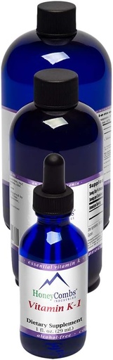 [BRSWIB36CUIGMFDI] HoneyCombs Vitamin K1 Supplement Liquid Drops - High Potency Vitamin K1 Liquid Drops for Men & Women - Maintain Bone Health, Teeth, Skin and More - Alcohol-Free Cold Pressed Vegan Vitamins (16 Fl oz)
