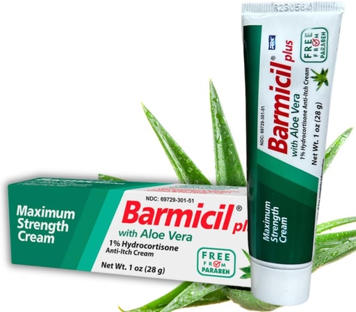 [BRSW2FIECUIGYHLA] Plus Cream Skin Allergies Aloe Vera with 1% Hydrocortisone Maximum Strength Anti-Itch Contains 1 oz Tube (28 Grams) Relieves Skin Allergies