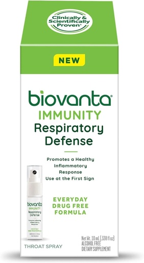 [BRSROFIECMNBQC3J] Biovanta Immunity Throat Spray, 10ml, Natural Immune Support and Soothing Sore Throat Relief, Respiratory Defense, Prebiotics to Support Gut Health