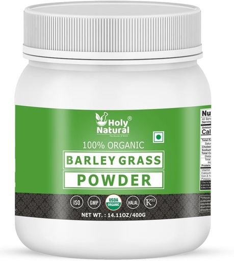 [BRSWYZQQCAFA4G34] Organic Barley Grass Powder -14.11 oz/400 gm, Pure&Natural I Nutritionally Complete I Mix into Smoothie or Juice I Raw, Greenish Like Leaves, No Preservative,Non GMO