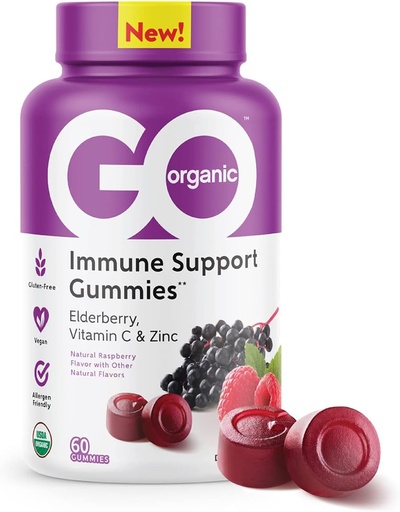 [BRSW2GT6BUFBGDLJ] GO ORGANIC Dietary Immune Support Supplement Gummies | 60 Count | Elderberry Immunity