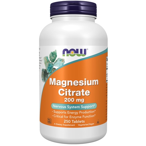 [BRSWIYQLCV4BW2Y3] NOW Supplements, Magnesium Citrate 200 mg, Enzyme Function*, Nervous System Support*, 250 Count (Pack of 1)