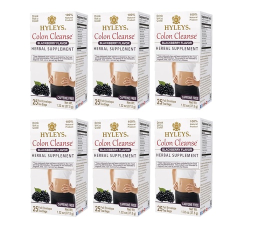 [BRSWYHYOOYPBG3AU] Hyleys Colon Cleanse Tea Blackberry Flavor (6 Pack - 150 Tea Bags Total)