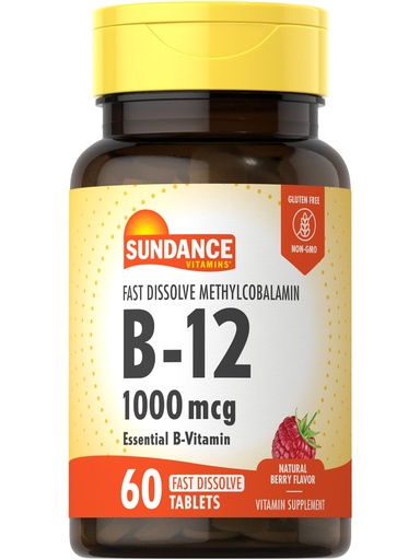 [BRSWKYYHB4CBE3Y3] Sundance Vitamin B12 1000 mcg | Fast Dissolve Tablets | As Methylcobalamin | Vegetarian, Non-GMO & Gluten Free Supplement