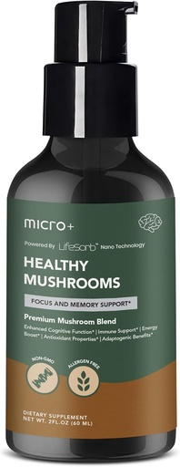 [BRSRAGL3A5YWY23O] Mushroom+ by Micro+ Nootropic Brain Supplement with LifeSorb – for Focus, Memory, Cognitive Boost