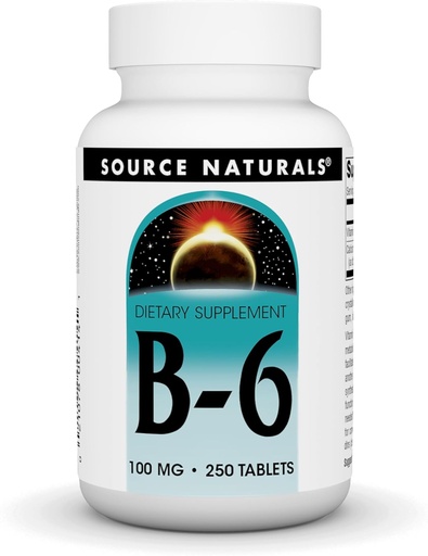 [BRSWIYQOAUBRGFLE] Source Naturals Vitamin B-6, 100 mg Immune System Support - 250 Tablets