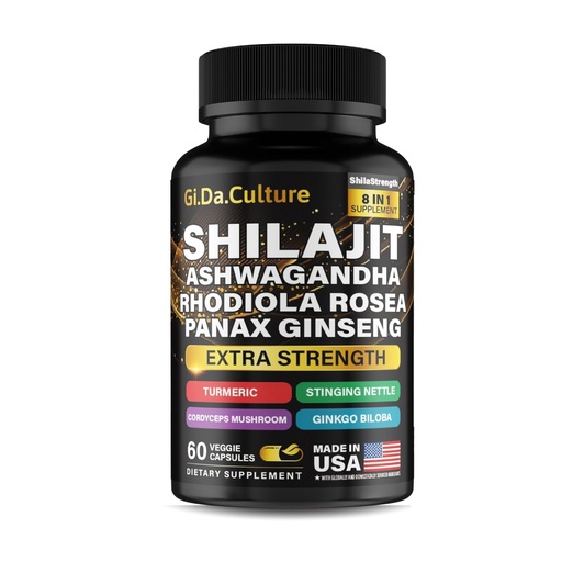 [BRSRAEARCUGRUET4] Shilajit Ashwagandha Rhodiola Rosea Panax Ginseng - for Men and Women - Shilajit Capsules - 60 Veggie Capsules