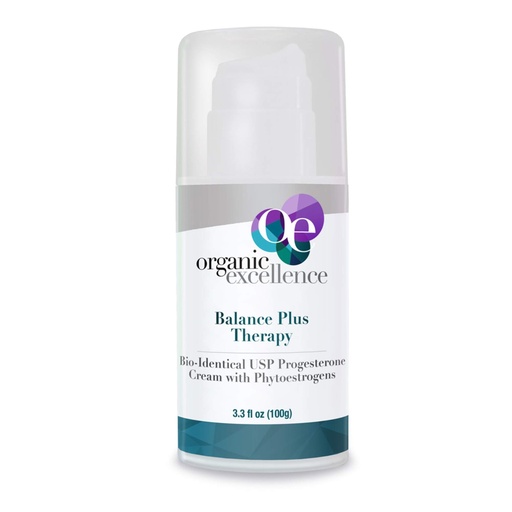 [BRSWIZYZOMNAYETC] Organic Excellence Balance Plus Therapy - USP Bioidentical Organic Progesterone Cream for Women - with Phytoestrogens - for Menopause Relief and Natural Hormone Balance, 3.3 fl oz (100g)