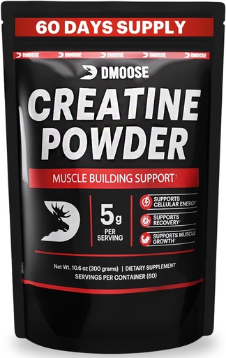 [BRSROZAYDIHGC2D7] DMoose Creatine Monohydrate Powder - Creatine Powder for Muscle Gain & Recovery Supplement - 300g Per Serv (5g) 2 Scoops - 60 Servings