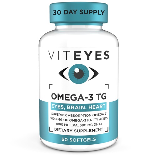 [BRSWYEACCNYAIDL3] Viteyes Omega-3 TG Supports Eye & Heart Health, Natural Triglyceride Fish Oil Formula, Clear, 60 Count