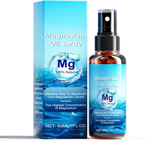 [BRSRAGIHCV7RU3YV] Magnesium Oil Spray, 100% Pure Natural Magnesium Oil Extra Strength, 60Ml Skin & Body Organic Magnesium Chloride Oil Spray, Liquid Magnesium Skin Spray for Feet
