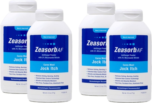 [BRSWGFLYCAARAFD7] Zeasorb Powder, Jock Itch, 2.5 Ounce (4 Pack)