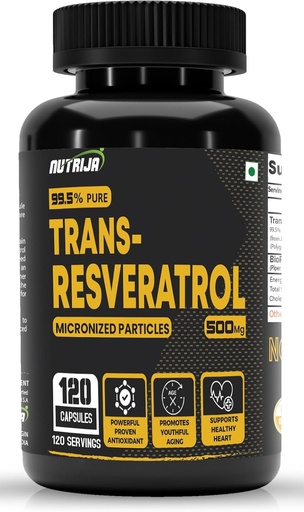 [BRSRAZYQPIORGG3B] Trans Resveratrol 500MG Capsules - 99.5% Pure Micronized and Highly Bioavailable Supplement | Slow Down Aging, Proven Powerful Anti-Oxidant | Improves Metabolism & Heart Health (120 Capsules)