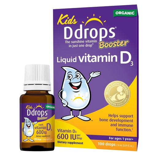 [BRSWI2T5OAGGCF36] Ddrops Kids Booster 600IU 100 Drops - Daily Liquid Vitamin D for Kids. Support Strong Bones & Immune System in Children. No Preservatives, No Sugar, Non-GMO, Allergy-Friendly