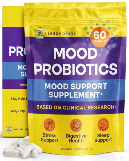 [BRSWICAEBR7ACET2] InnovixLabs Mood Probiotic for Women & Men, Clinically Studied Digestive & Mood Support Supplement, Lactobacillus helveticus Rosell-52ND & Bifidobacterium longum Rosell-175, 60 Capsules