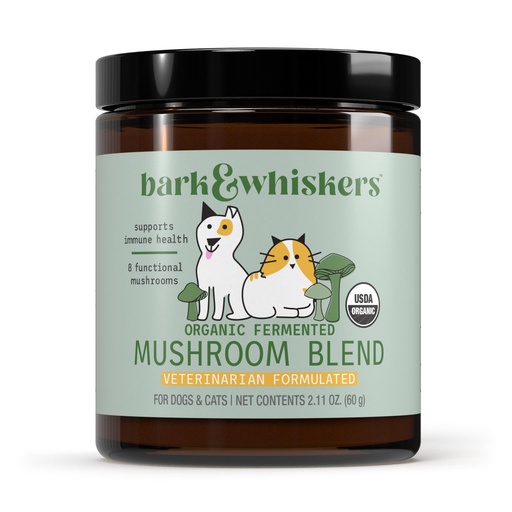 [BRSWIHIHCUGRUC3U] Dr. Mercola Bark & Whiskers Organic Fermented Mushroom Blend - Cat & Dog Supplement - Supports Digestive & Immune Health - Free from Additives, Filler & Gluten - 2.11 oz. (60 Scoops)