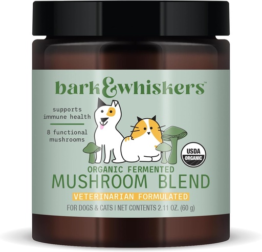 [BRSWIHIHCUGRUC3U] Dr. Mercola Bark & Whiskers Organik Fermented Mushroom Mix - Cat & Dog Supplement - Supports Digestive & Immune Health - Free from quotations, Filler & Gluten - 2.11 oz. (60 Scoops)