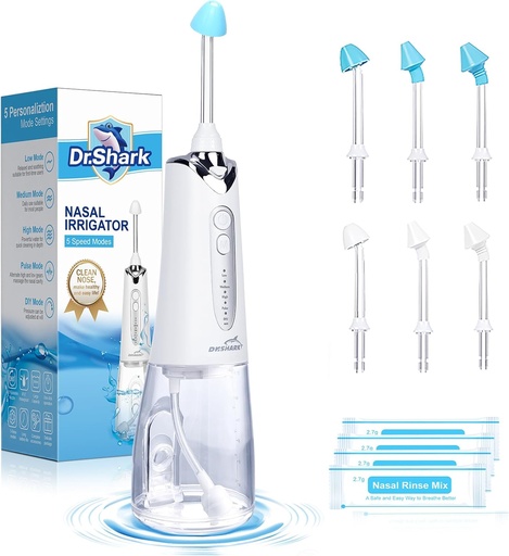 [BRSROGA5OYFQID35] DR.SHARK johdoton Nasal kastelujärjestelmä, Electric Netting Pot for Sinus, nenän puhdistaja, Sinus Cleaner Machine, 5 Modes Nasal huuhtelukone