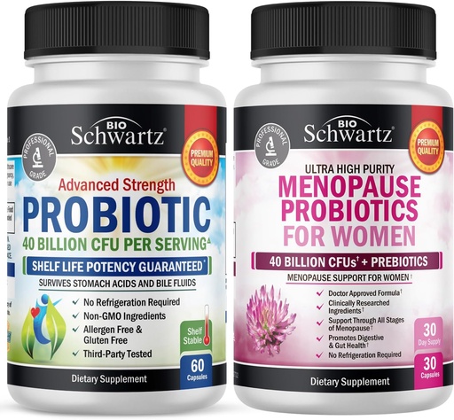 [BRSRAYIPBUHAY3L2] BioSchwartz Probiotic 40 Billion CFU 60 Count + Menopause Probiotics for Women 30 Count