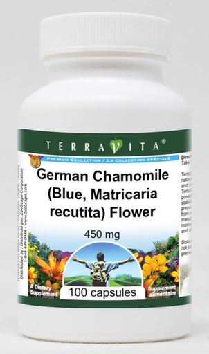 [BRSWGZADCB5WMHI4] German Chamomile (Blue, Matricaria recutita) Flower - 450 mg (100 Capsules, ZIN: 516213) - 3 Pack