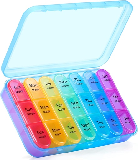 [BRSRMFIRPN6WYGTH] ASprink Pil Box 3 Times a Day, Weekly Pill Organizer 3 Times a Day - Daily Pill Box 7 Day Medicine Organizer, Large Pill Case, Travel Pill Organizer (Blue)
