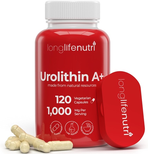 [BRSRAED7DEBRUCAU] Urolithin A+ 1000mg Supplement - Advanced Formula, 120 Vegetarian Capsules, 2-Month Supply, Pomegranate Extract for Healthy Aging & Longevity, Lab Tested, Organic, Made in USA