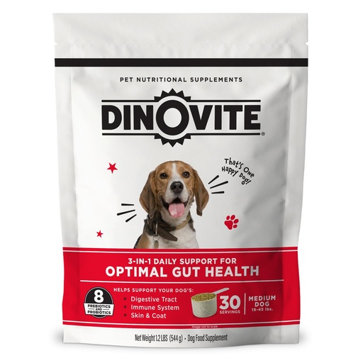 [BRSROGQCO56AICD7] Dinovite 3 in 1 Probiotic for Medium Dogs, Skin & Coat, Digestive Health & Joint Relief, Dog Food Toppers, Immune Support, Allergy Relief & Itch Relief Skin Care, 30 Servings (18-45lb)
