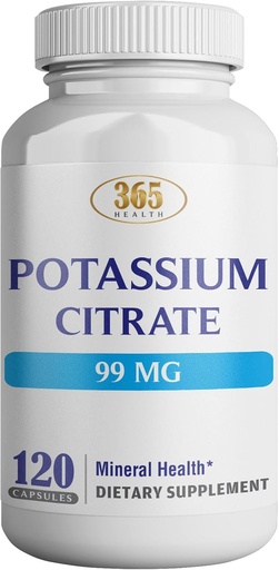 [BRSRAFAEB4IBEALB] Health Potassium (Citrate) - Essential Electrolyte Supplement to Support Nerve & Muscle Function Heart Health & Energy* - Potassium Citrate Capsule - 120 Capsules