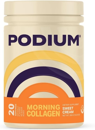 [BRSRAFL7OAIRSDI6] Podium Nutrition, Morning Collagen, Sweet Cream, 20 Servings, Collagen Protein, Gluten Free, Soy Free
