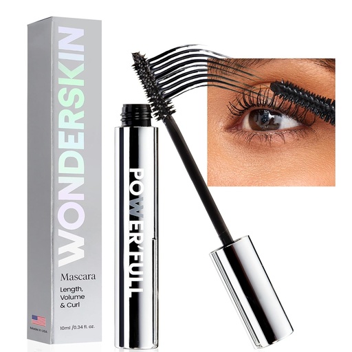 [BRSW2FILB4NAGFLX] Wonderskin Mascara - Black Mascara for Volume, Length, and Curl - Lengthening, Volumizing & Smudge Proof Lash Makeup