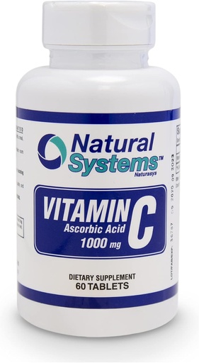[BRSW2EL7BB7B6GT3] Vitamin C 1000mg Tablets - 60 Tables - Perfect for Immune Support and System by Natural Systems - Dietary Vitamin C Supplement - Ascorbic Acid 1000mg - Made in USA - Vitamina C - VIT C