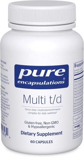 [BRSWGYYQAABWYHY6] Pure Encapsulations Multi T / D - Multivitamin & Mineral Supplementary - pro denní wellness, kardiovaskulární a imunitní zdraví * - Bohaté na vitamíny a minerály - Gluten Free & Vegetarian - 60 Kapsle