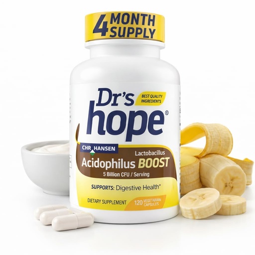 [BRSRAHACPIHW2FDJ] Lactobacillus Acidophilus Boost 5B CFU - Probiotics for Digestive Health - Supports Digestive Health, Immune Function, and Overall Gut Health - 120 Veggie Capsules, Made in the USA