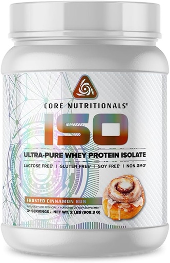 [BRSWYCYHDMNQYFD7] דיאטות הליבה Iso Whey חלבון Isolate | Lactose, Gluten, & Soy חינם | 100% מיקרו ממונן, קר לחץ | 25g חלבונים | 2 פאונד (Frosted Cinnamon Bun)